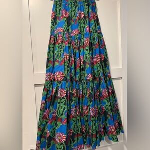 Gorgeous LA DoubleJ Floral Maxi Skirt Gerbera Print in Blue and Pink